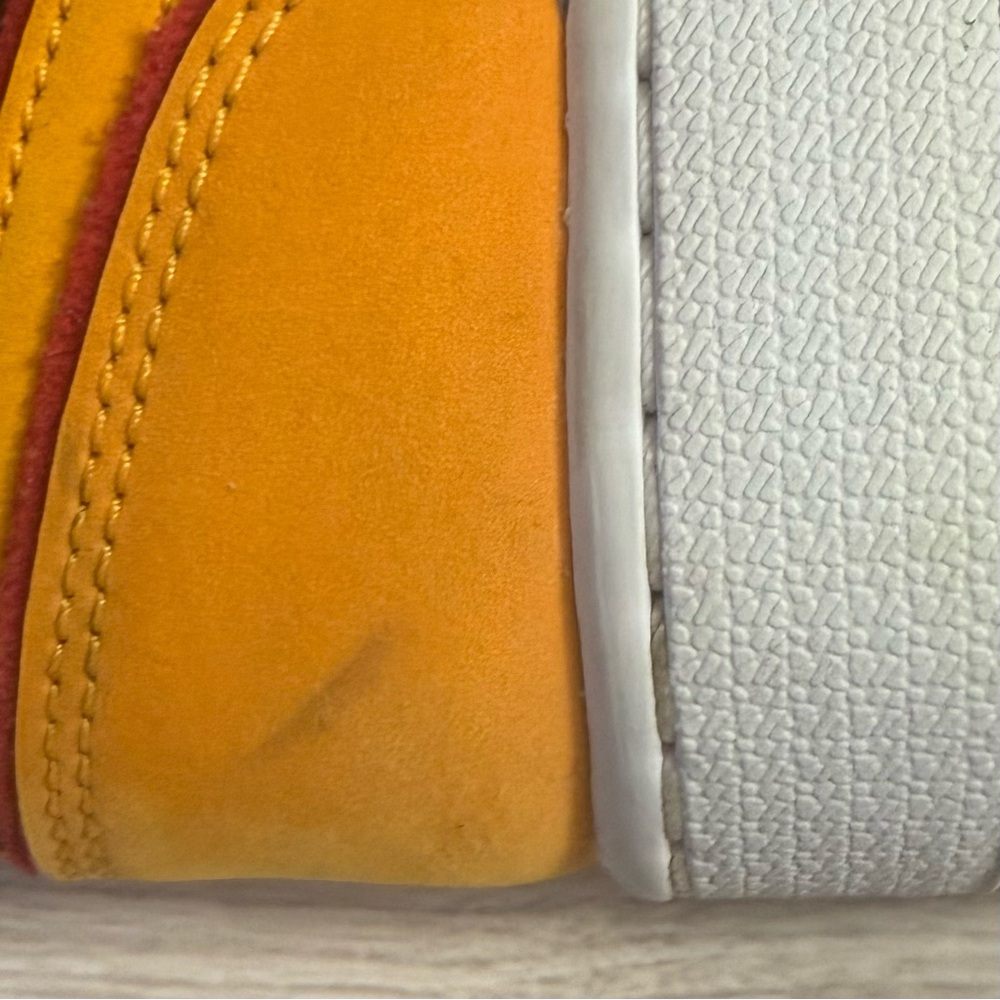 Nike Air Jordan 1 Mid Black Gold Orange Red Youth 5Y Sneakers - Picture 8 of 13